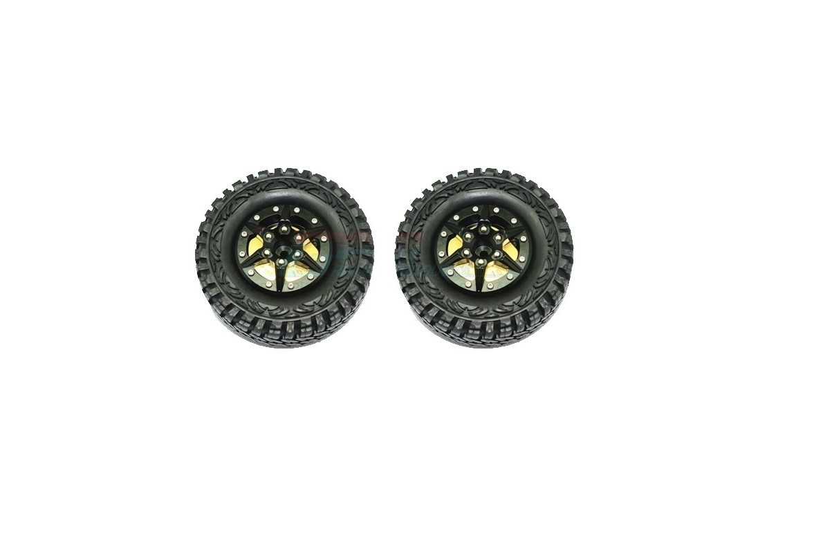 GPM Racing CNC Aluminum 1.9'' Wheels & Tires with Brass Axle weight Crawler 1/10 Upgraded Parts