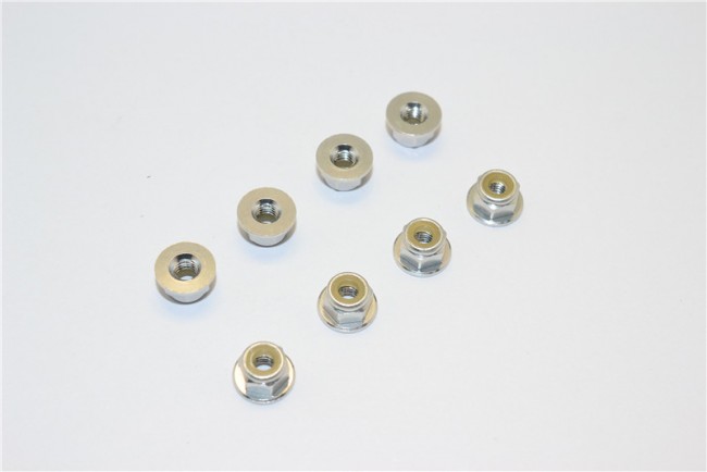 GPM Racing Aluminum M4 4mm Flanged Nylon Lock Nuts for 1/10 Scale RC Car Truck Buggy Crawler Wheels Upgraded Parts